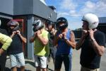 Helmets on for the karting